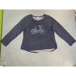 Crown & Ivy Women's Long Sleeve Lightweight Sweater Embroid. Bicycle Fits Like L